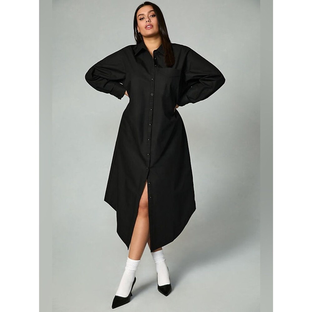 Maeve Shirt Dress Midi Black Oversized  Size XS Minimalist